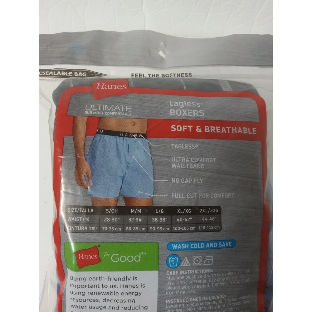 Hanes Men's Boxer Underwear XL 5 Pack Moisture Wicking ComfortFlex 798BP5